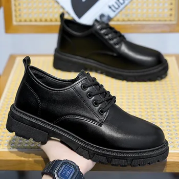 Нови мъжки кожени обувки Casual Comfort Black Formal Oxfords For Men Леки офис обувки