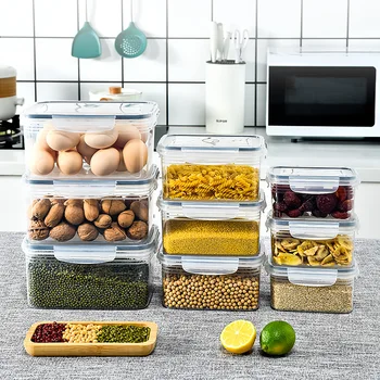  Кутия за кошница за съхранение на храни Многофункционална прозрачна дренажна контейнер за съхранение на плодови зеленчуци Microwavable кутия за обяд Кухненско снабдяване