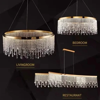 K9 кристален полилей хол луксозна висяща лампа злато Led кръг таван висулка светлина дизайн блясък дома декор осветление