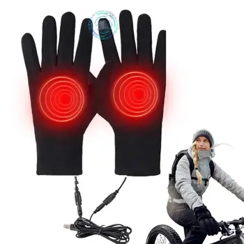 Отопляеми ръкавици Унисекс USB отопляеми ръкавици Мотоциклетни ръкавици Зимни водоустойчиви топли Moto Guantes сензорен екран мотоциклет езда ръкавица