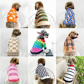 Класически кучешки пуловер Кучешко облекло Зима Топла плетка Котешки пуловер Пижама Pet Color Модни дрехи за кучета Рокля за кученца Коледен подарък