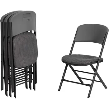 LIFETIME 480426 Търговски клас сгъваем стол (4 пакет), градски сив, офис стол ергономичен