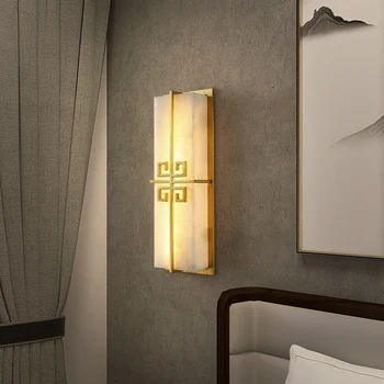 TEMAR месинг стена светлина LED модерен луксозен мрамор свещи тела вътрешен декор за дома спалня хол коридор