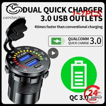  1 ~ 7PCS 36W 6A Dual USB зарядно гнездо с превключвател за волтметър USB изход бързо зарядно за 12V кола лодка мотоциклет камион голф