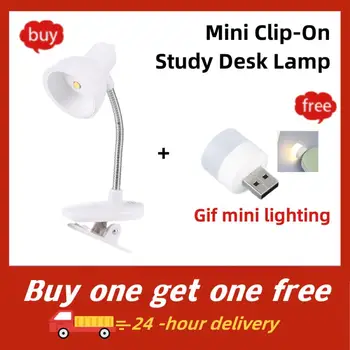 Mini Clip-On Study Desk лампа Захранвана от батерии гъвкава нощна лампа за осветление Лампи LED мини книга светлина четене светлина