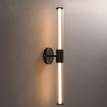 Медна стъклена стенна светлина Хотел Коняк за баня Черен ретро LED Sconce изложбена зала лампа тръбна лента предно огледало фар