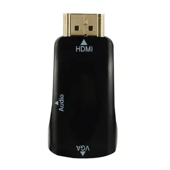HDMI-съвместим с VGA адаптер, поддържа 1080P пълен, с 3.5mm кабел, 3.5 AUX жак, за HDTV, монитор, проектор, PC компютър