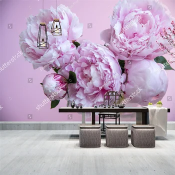Персонализирана 3D пасторална розова цветна стена Начало декор хол телевизор диван фон стена стенопис кора и стик флорални тапети
