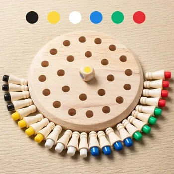 Дървена памет мач стик шах цвят игра дъска пъзели Монтесори образователна играчка когнитивна способност учене играчки за деца