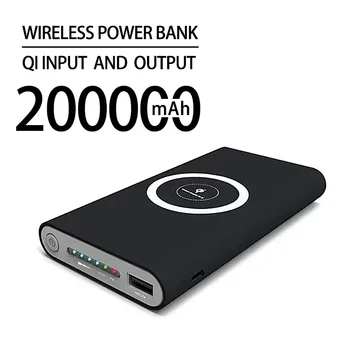 200000mAh Безжична банка за захранване Двупосочно бързо зареждане Powerbank Преносимо зарядно устройство тип-c външна батерия за iPhone