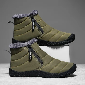 Снежни ботуши Мъжки зимни обувки Възрастни мъжки плоски обувки водоустойчиви антихлъзгащи се трайни памучни обувки Ски обувки, Мъжки обувки Марка 2023