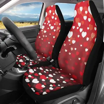 Свети Валентин предни калъфи за столчета за кола за жени мъже сърце форма печат автомобилни седалки покрива кофа седалка протектор комплект от 2