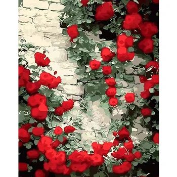 LZAIQIZG Диамантена живопис стена роза DIY ръчно изработени произведения на изкуството декорация на дома пълна квадратна тренировка кръгла тренировка стена произведения на изкуството