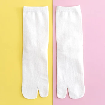 1 чифт есенни удобни памучни многоцветни чорапи с два пръста плътен цвят дишащи мъже джапанки жени тръба трикотаж