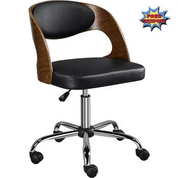 SMILE MART Task Chair with Adjustable Height & Swivel, 264 lb. Капацитет, Черен