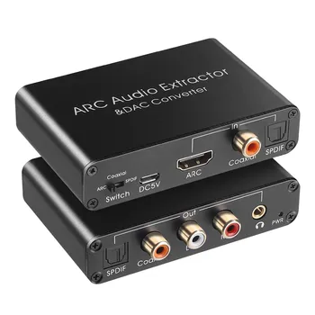 Аудио екстрактор 192KHz DAC конвертор ARC аудио екстрактор поддържа цифрово HDMI-съвместимо аудио към аналогово стерео аудио