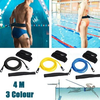 4M Регулируема тренировка за плуване Съпротивление Еластичен колан за плуване Упражнение за безопасност Колан за плуване Лента за плуване Еластична въжена лента