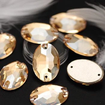 Овален кристален блясък Шийте на кристали Дреха Златна сянка Strass Различни размери Обувки Чанти Шевни аксесоари DIY занаяти