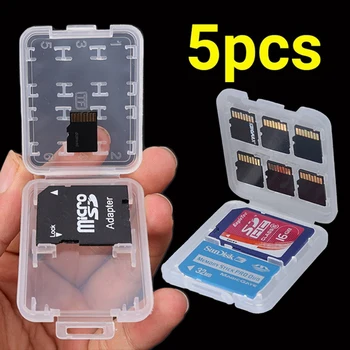 1-5PCS 8 в 1 протектор държач пластмасов прозрачен мини за SD SDHC TF MS карта с памет кутия кутия чанта