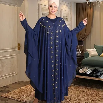 2024 Африкански вечерни парти рокли за жени Кимоно Рамадан Абая Дубай Кафтан Мюсюлмански халати за жилетки Африка Облекло