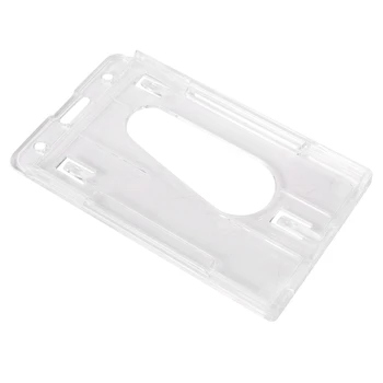 3X Вертикален твърд пластмасов държач за значка Двойна карта ID Multi прозрачен 10X6cm