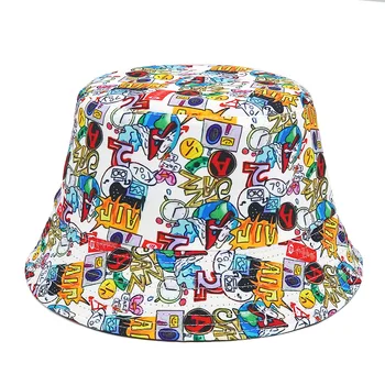 2023 Мода карикатура писмо печат хип-хоп кофа шапка лято мъже рибар шапки шапки жени плаж шапка унисекс панама шапка женски