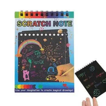 Scratch Painting Детски играчки 10pcs Rainbow Scratch Party Favors Cartoon Child Paper DIY Graffiti Tool Rainbow Scratch Party