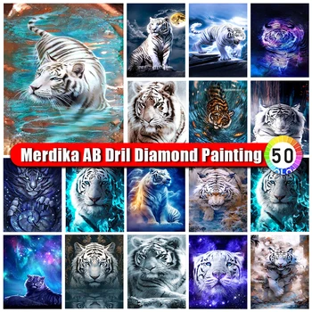 Merdika цип чанта AB диамант живопис тигър мозайка нов 5D DIY диамант бродерия животински картина кръстат бод комплект ръчно изработени подарък