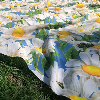 145 * 100cm летен горещ цвят нов онлайн популярен син хризантема цифров печат креп -de- Chine пола дамски плат