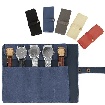 Nylon Canvas Watch Roll Box Portable Travel Organizer Часовници Чанти за съхранение на часовници Бижута Маншет Buckle Защитен джоб