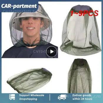 1~9PCS Риболов Анти комари Bug Насекоми Bee Net Mesh главата маска за лице Шапка Net Cover Пътуване на открито къмпинг оборудване кола