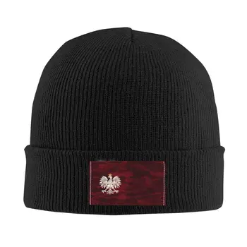 Полша Реколта герб шапки боне хладно плета шапка за жени мъже есен зима топло полска орел черепи шапки