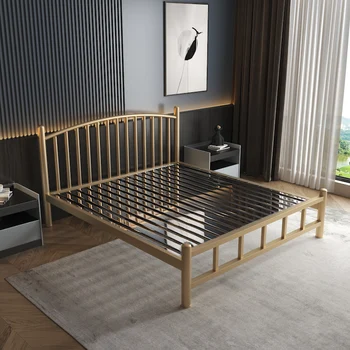 Легло от неръждаема стомана 1,2 м единично 1,5 модерно минималистично 1,8 м двойно легло онлайн знаменитост легло от ковано желязо по поръчка лукс.
