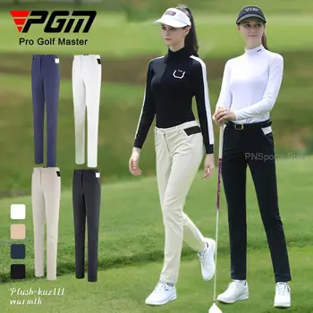 Pgm Нов голф дамски панталони зимни спортове руно топли панталони дами високи еластични голф панталони тънък годни случайни спортни облекла 4 цвята