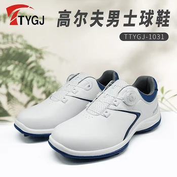 TTYGJ Нов голф спорт случайни обувки ротационен бутон дантела против хлъзгане водоустойчив ултра влакна кожа мъжки обувки