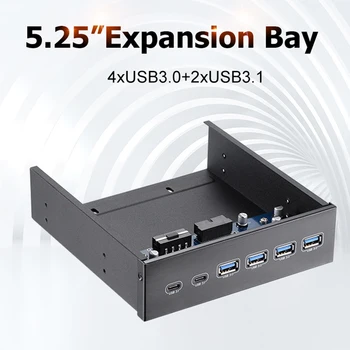 Uneatop 4x USB3.0 + 2 x USB3.1 Компютърна предна панелна монтажна скоба 5.25in Drive Enclosure