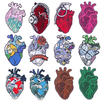 DIY писмо / сърце бродирани лепенки за облекло желязо на кръпка върху дрехи по поръчка червено/зелено сърце значка стикери кръпки яке