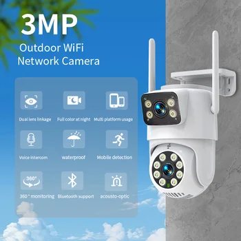 3MP 1296P iCsee APP пълноцветен двоен обектив WIFI IP камера AI хуманоидно откриване Домашна сигурност CCTV Интерком бебе монитор