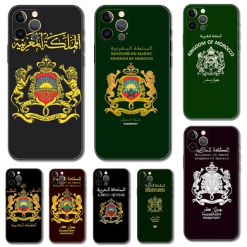 Мароко национална емблема телефон случай за iphone 14 5s 2020se 6 6s 7 8 плюс x 10 XR XS 11 12 13 мини про MAX черен tpu заден капак