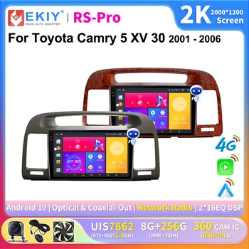 EKIY 2K екран CarPlay радио за Toyota Camry 5 XV 30 2001-2006 Android Auto 4G кола мултимедия GPS плейър Autoradio стерео Navi