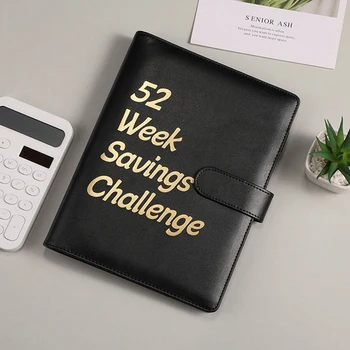 52 Седмично предизвикателство за спестяване на пари Класьор с парични пликове за спестяване, A5 бюджетно свързващо вещество Книга за спестовни предизвикателства