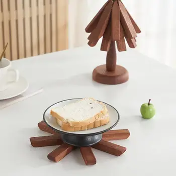 Топлоустойчива подложка Стилна дървена подложка Топлоустойчива изолация с форма на дърво Мат Защитете масата от горещи ястия за саксии