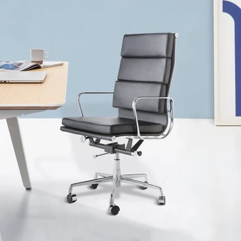 [Flash Sale]High/Low Back естествена кожа офис стол изпълнителен стол сплав база черно/бяло/кафяво[US-W]