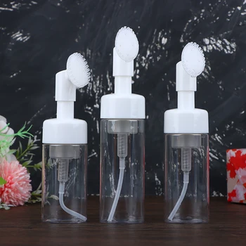 Clear Facial Cleanser Foam Maker Bottle With Silicone Clean Brush Soap Foaming Bottle Portable Facewashing Mousse Foam Bottles