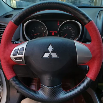 Капак на волана за автомобили за Mitsubishi Lancer X 10 Outlander 2007-2013 ASX 2010-2013 Ръчно зашити аксесоари от естествена кожа