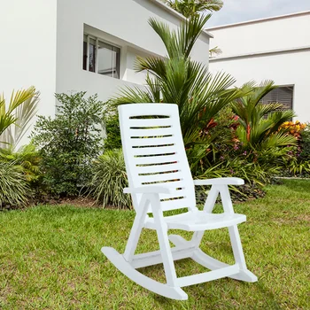Rimax Случайни бяла смола люлеещ се стол открит стол балкон мебели градински стол градина пейка
