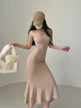 WOMENGAGA Секси тънък еластична обвивка хип рибена опашка рокля дъното дълги рокли мода жени тромпет русалка роба сладък HG8M