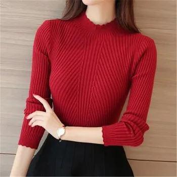Нова есен зима жени Clasi райета твърди тънък Y2k поло пуловер издърпайте мода плетива пуловери пуловери облекло пуловер блуза