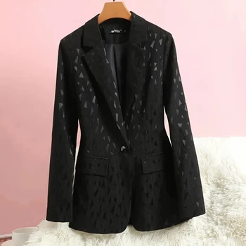 Връхни дрехи Черен костюм яке Дамски къси 2023 пролет есен дълги ръкави върховете тънък мода всички мач костюм палто Дамско облекло