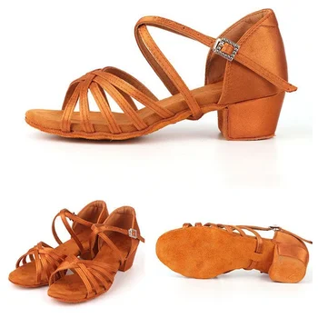 USHINE Детски танцови обувки за момичета Бални латино обувки Дами Модерни танго танци Жени Латино обувки Салса сандали